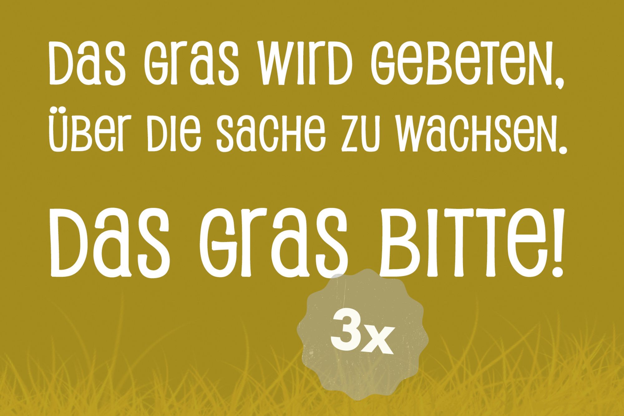 3x POSTKARTE "Das Gras bitte" DIN A6 | B-Ware